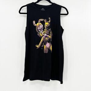 Five Nights at Freddys Women's Black Video Game Graphic Muscle Tee Tank Top Sz S